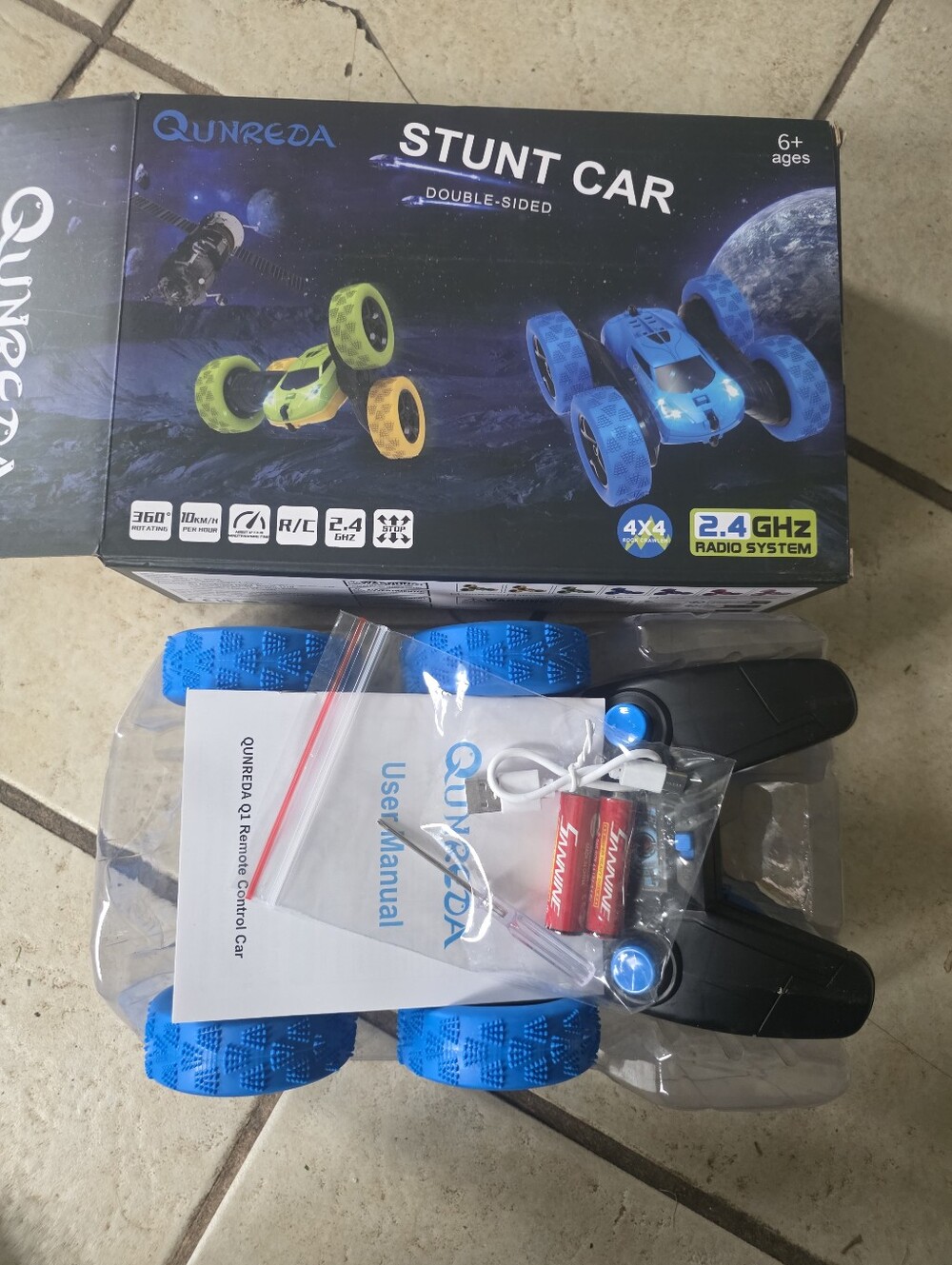 Remote Control , RC Stunt Car  for Boys Girls, 2.4Ghz Double Sided 360° Yell/GRE